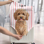 Custom Striped Pattern Watercolor Pet Portrait - Personalized Luggage Cover 4