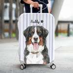 Custom Striped Pattern Watercolor Pet Portrait - Personalized Luggage Cover 5