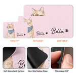 Custom Striped Pattern Watercolor Pet Portrait - Personalized Pet Feeding Mat 3