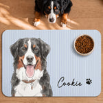 Custom Striped Pattern Watercolor Pet Portrait - Personalized Pet Feeding Mat 5