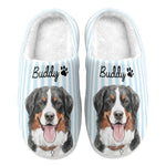 Custom Striped Pattern Watercolor Pet Portrait - Personalized Slippers 5
