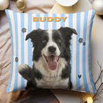 Custom Striped Pet Pillow Portrait Photo Pet Lovers Gift - Personalized Pillow 2