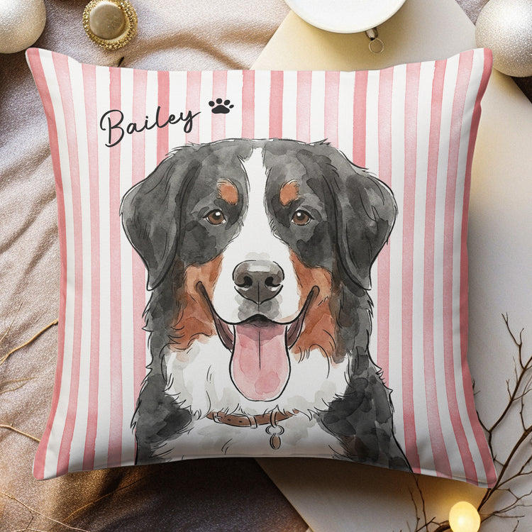 Custom Striped Pet Pillow Watercolor Art - Personalized Pillow 2