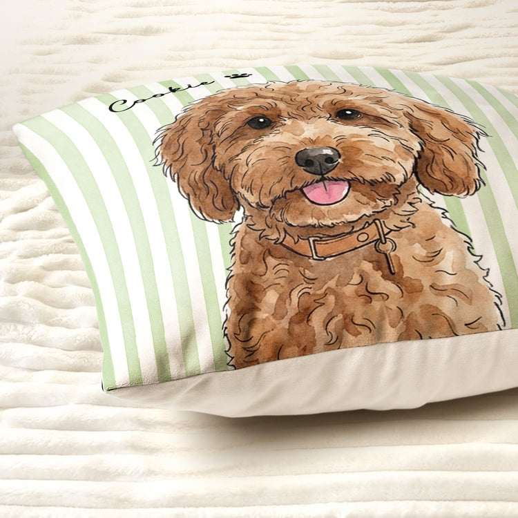 Custom Striped Pet Pillow Watercolor Art - Personalized Pillow 4