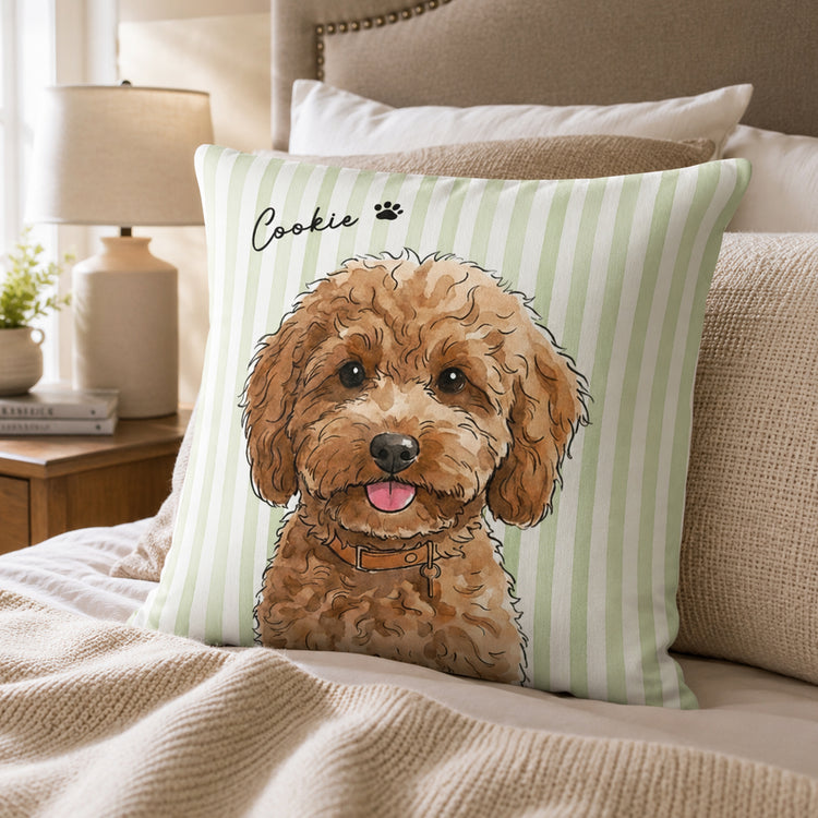 Custom Striped Pet Pillow Watercolor Art - Personalized Pillow 5