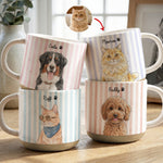 Custom Striped Pet Pottery Mug Watercolor Art - Personalized Mug 1