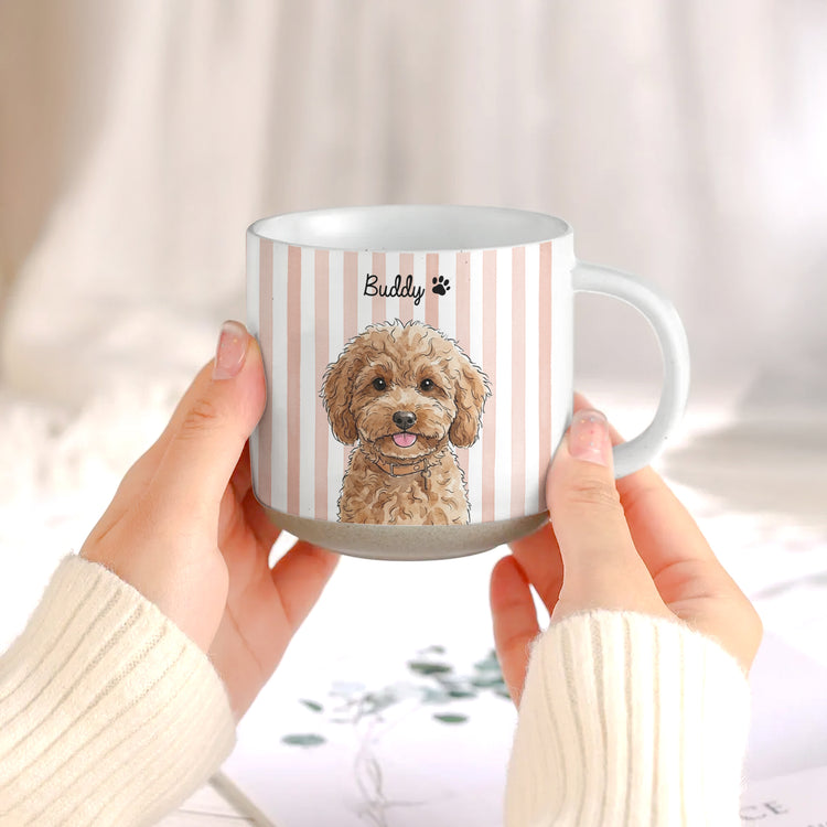 Custom Striped Pet Pottery Mug Watercolor Art - Personalized Mug 5