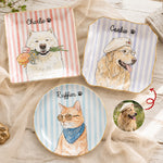 Custom Striped Pet Ring Dish Watercolor Art - Personalized Jewelry Dish 1