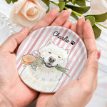 Custom Striped Pet Ring Dish Watercolor Art - Personalized Jewelry Dish 7