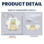 Custom Striped Watercolor Pet Portrait Keyring - Personalized Keychain 5