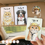 Custom Striped Watercolor Pet Portrait - Personalized Car Visor Clip 1