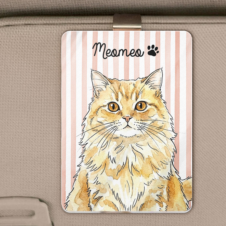Custom Striped Watercolor Pet Portrait - Personalized Car Visor Clip 2