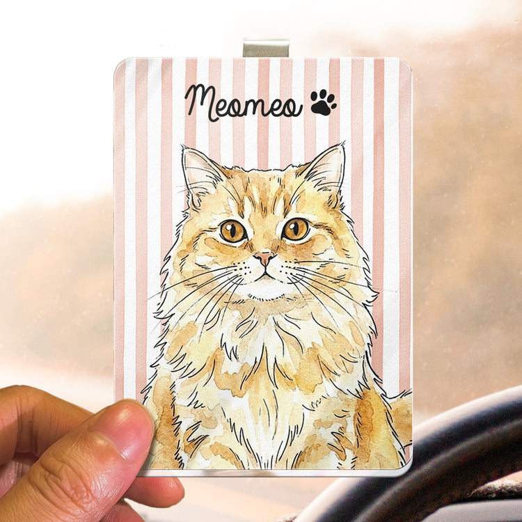 Custom Striped Watercolor Pet Portrait - Personalized Car Visor Clip 4