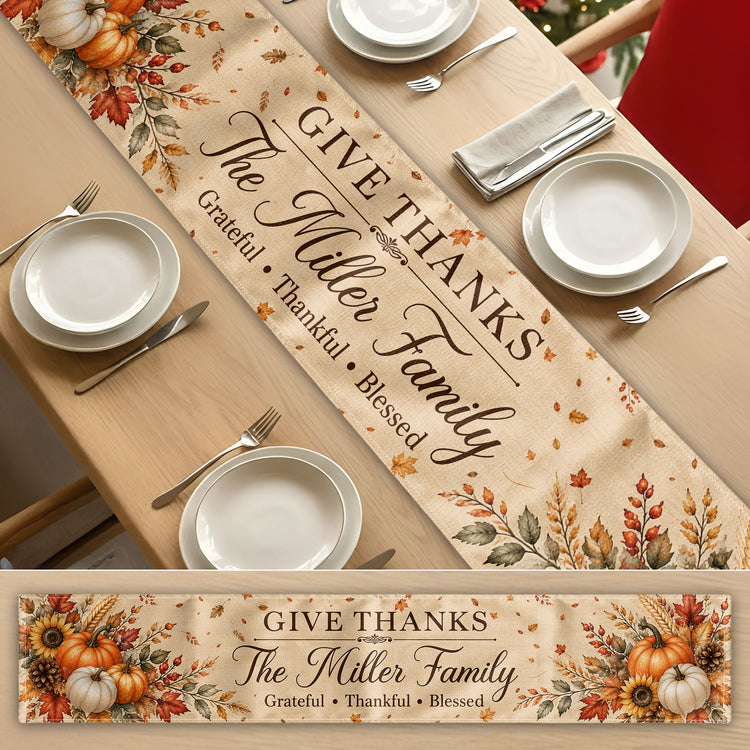 Custom Thanksgiving Fall Season Decorations For Family House, Farm House - Personalized Table Runner 5
