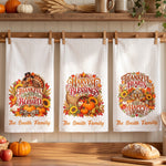 Custom Thanksgiving Fall Seasonal Decorations For Family House, Farm House - Personalized Kitchen Towel 1