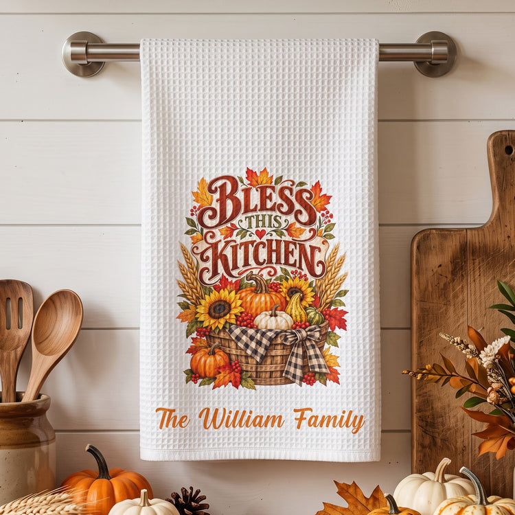 Custom Thanksgiving Fall Seasonal Decorations For Family House, Farm House - Personalized Kitchen Towel 2