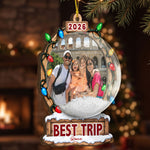 Custom Traveling Best Trip Photo - 3D Snow Ball - Personalized Ornament 2