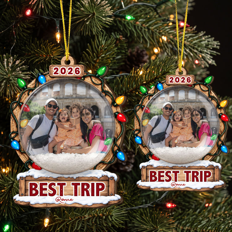 Custom Traveling Best Trip Photo - 3D Snow Ball - Personalized Ornament 4