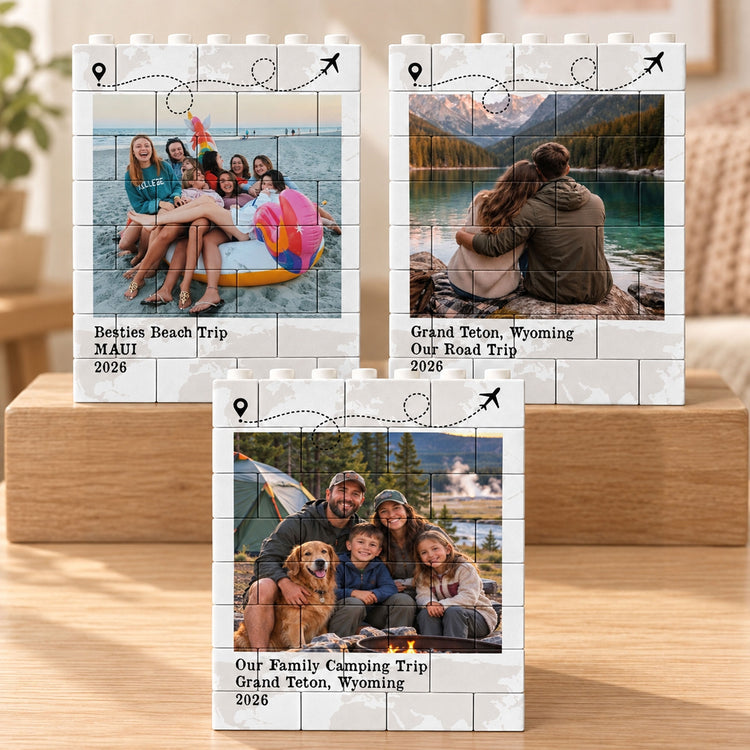 Custom Traveling Destination & Photo For Couple, Family, Friends, Travel Lovers - Personalized Building Blocks 1
