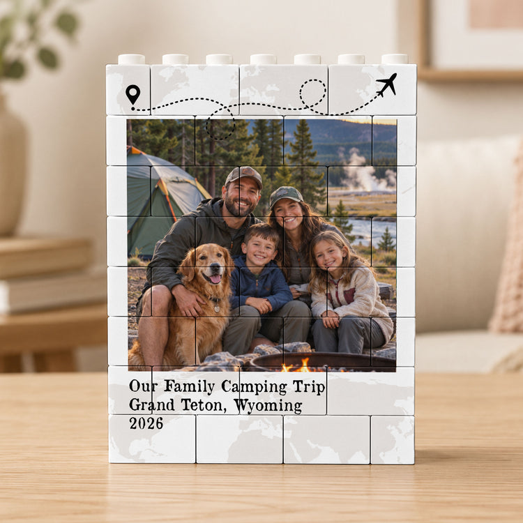 Custom Traveling Destination & Photo For Couple, Family, Friends, Travel Lovers - Personalized Building Blocks 2