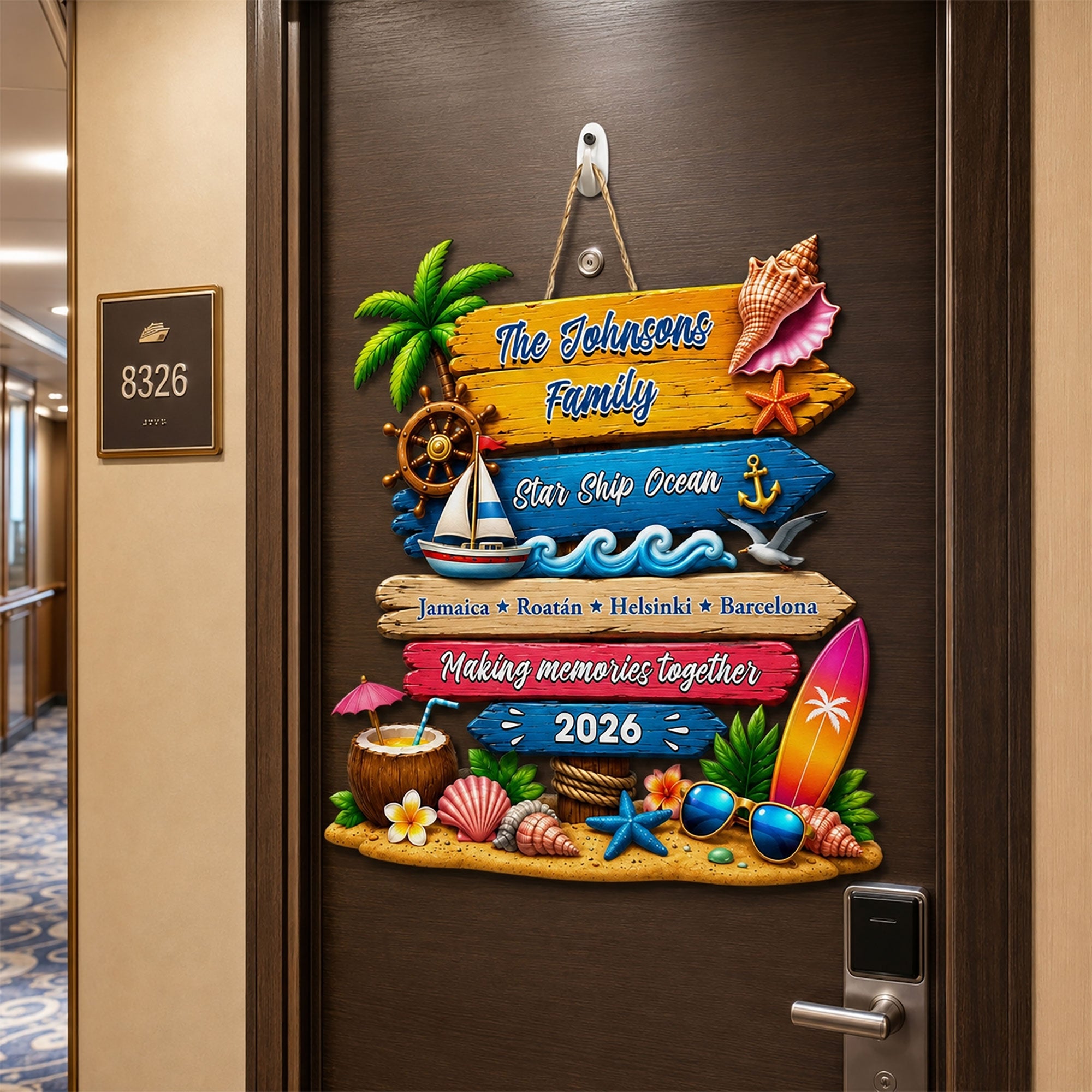 Custom Trip - Cruise Door Signs Stateroom Decor Cruising Family Vacation, Girls Trip - Personalized Wood Sign 1