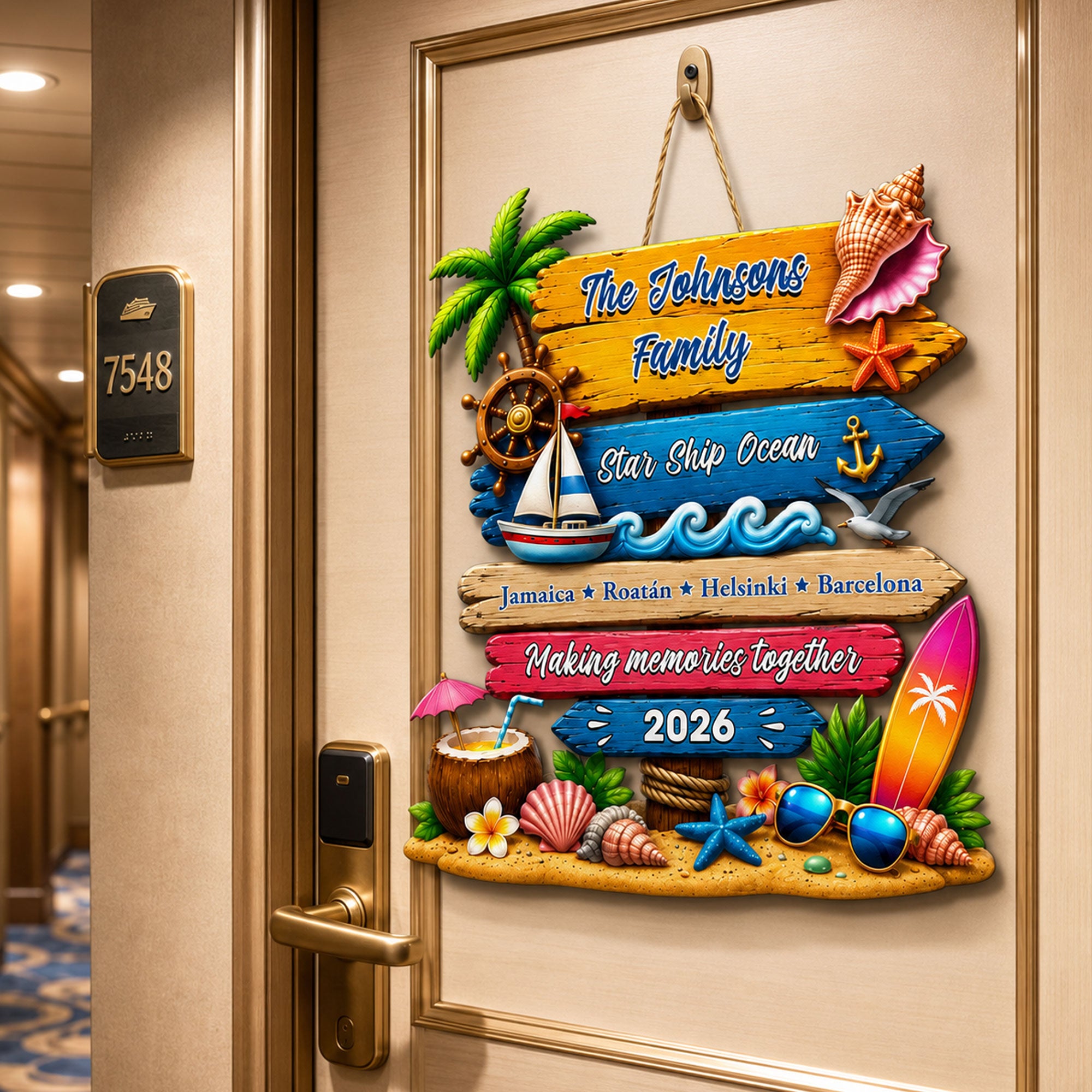 Custom Trip - Cruise Door Signs Stateroom Decor Cruising Family Vacation, Girls Trip - Personalized Wood Sign 2