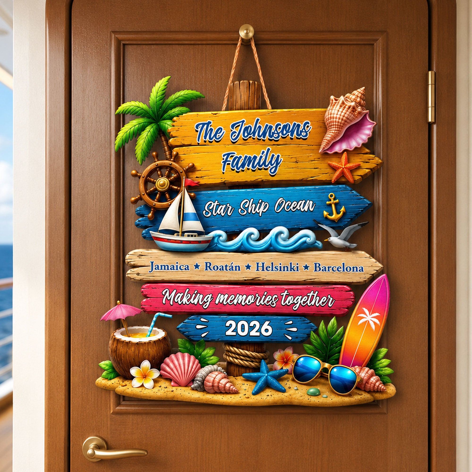 Custom Trip - Cruise Door Signs Stateroom Decor Cruising Family Vacation, Girls Trip - Personalized Wood Sign 3