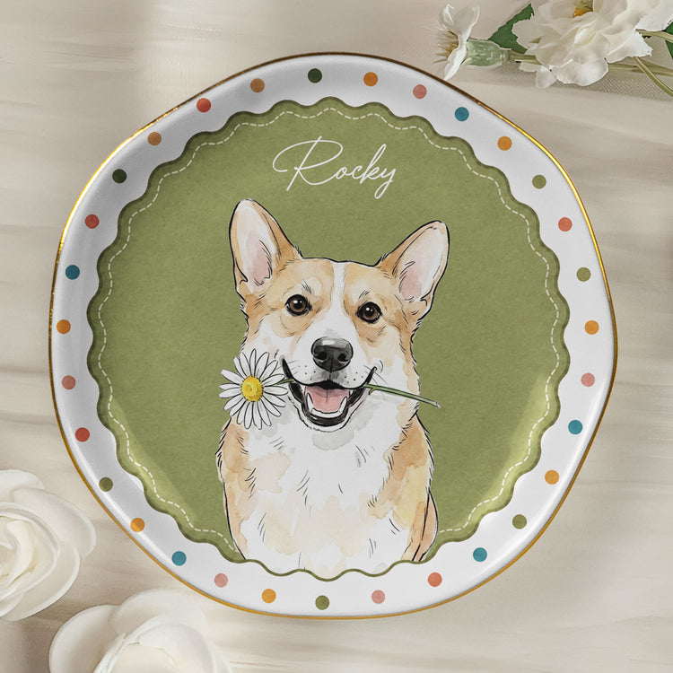 Custom Watercolor Art Pet Photo Gifts For Dog Mom, Cat Mom - Personalized Jewelry Dish 3