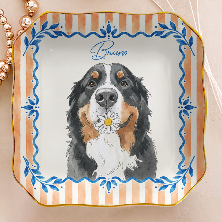 Custom Watercolor Art Pet Photo Gifts For Dog Mom, Cat Mom - Personalized Jewelry Dish 4