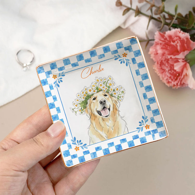 Custom Watercolor Art Pet Photo Gifts For Dog Mom, Cat Mom - Personalized Jewelry Dish 6