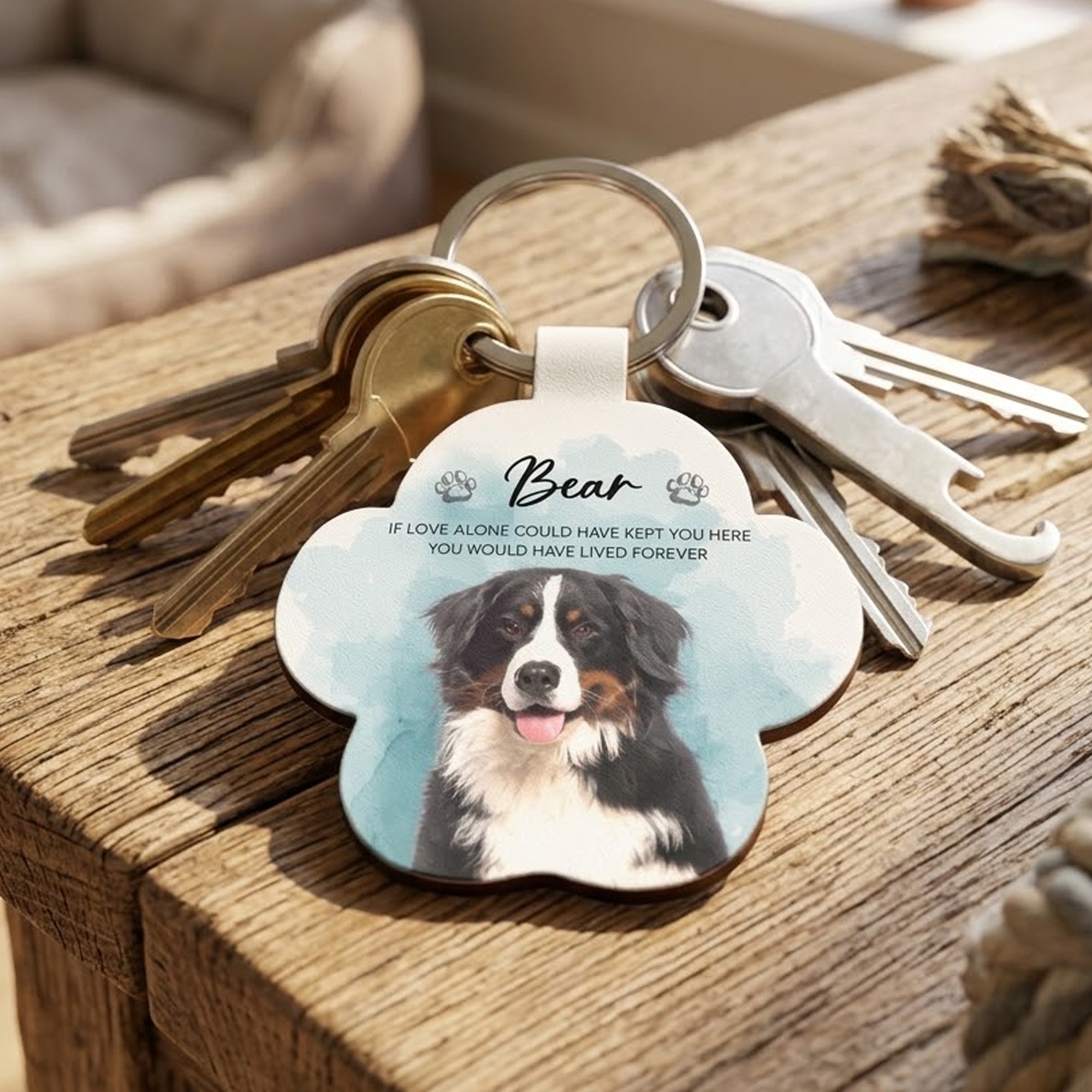 Custom Watercolor Pet Portrait Memorial Gift - Personalized Keychain 3