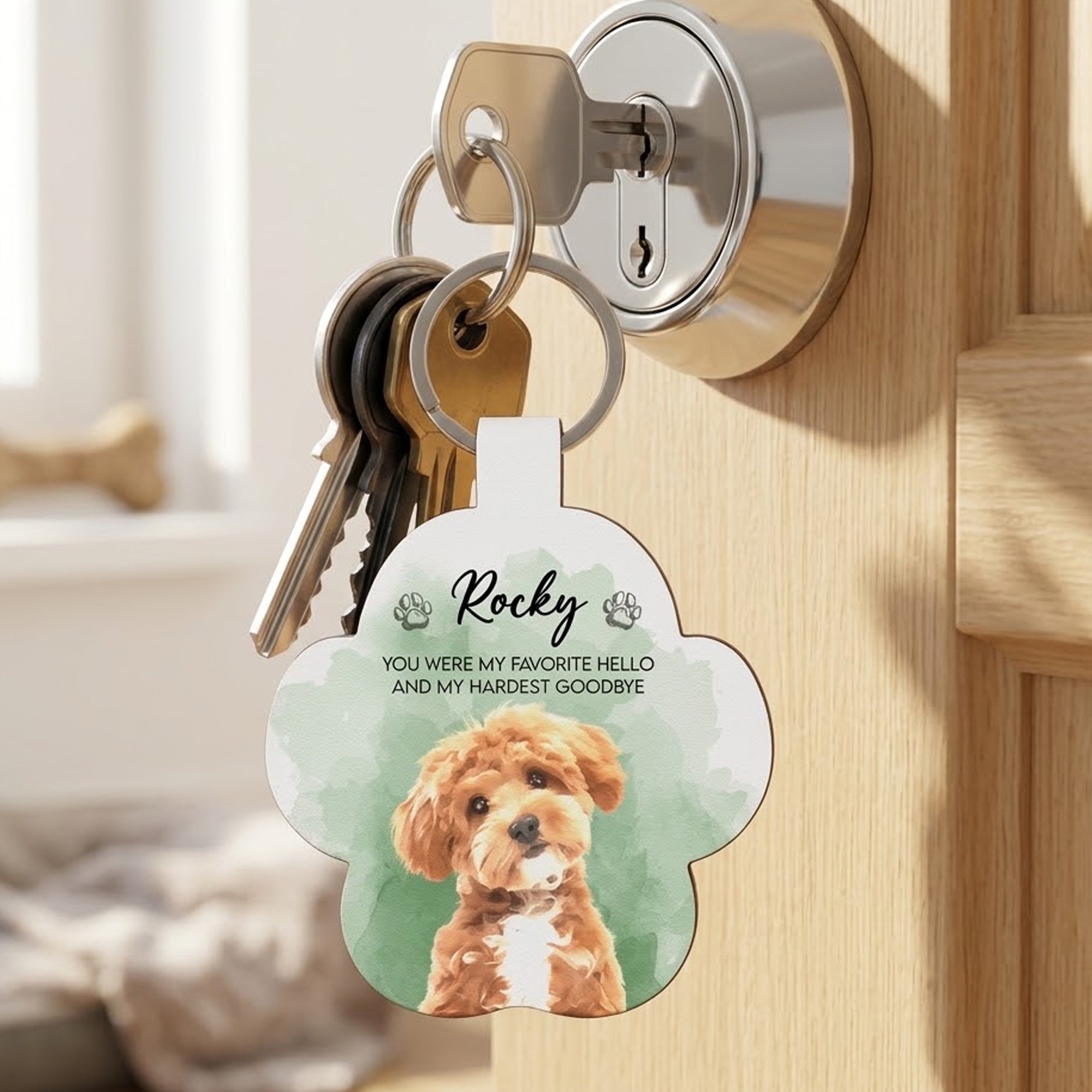Custom Watercolor Pet Portrait Memorial Gift - Personalized Keychain 5