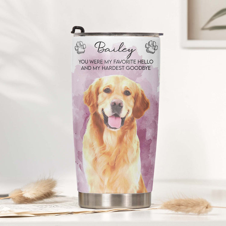 Custom Watercolor Pet Portrait Memorial Gifts - Personalized Tumbler 3
