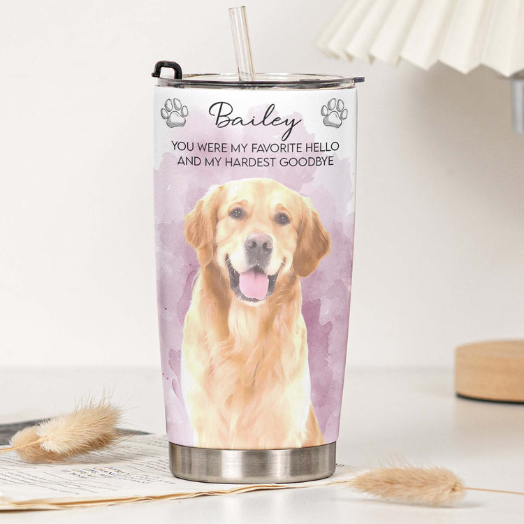 Custom Watercolor Pet Portrait Memorial Gifts - Personalized Tumbler 7