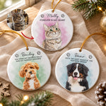 Custom Watercolor Pet Portrait Memorial Pet Loss Gift - Personalized Ornament 1
