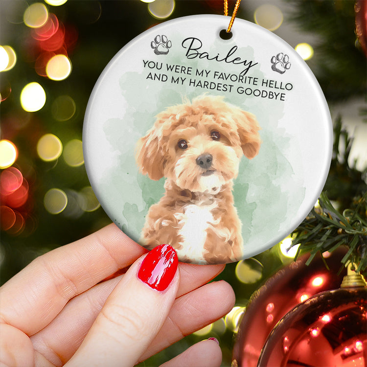 Custom Watercolor Pet Portrait Memorial Pet Loss Gift - Personalized Ornament 3