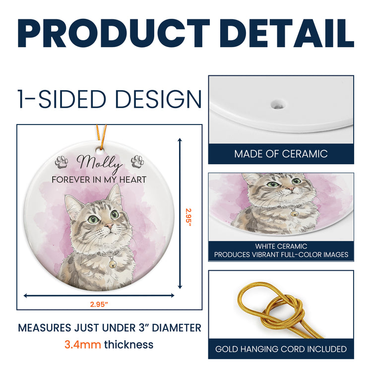 Custom Watercolor Pet Portrait Memorial Pet Loss Gift - Personalized Ornament 6