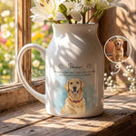 Custom Watercolor Pet Portrait Memorial Pet Loss Gift - Personalized Vase 1