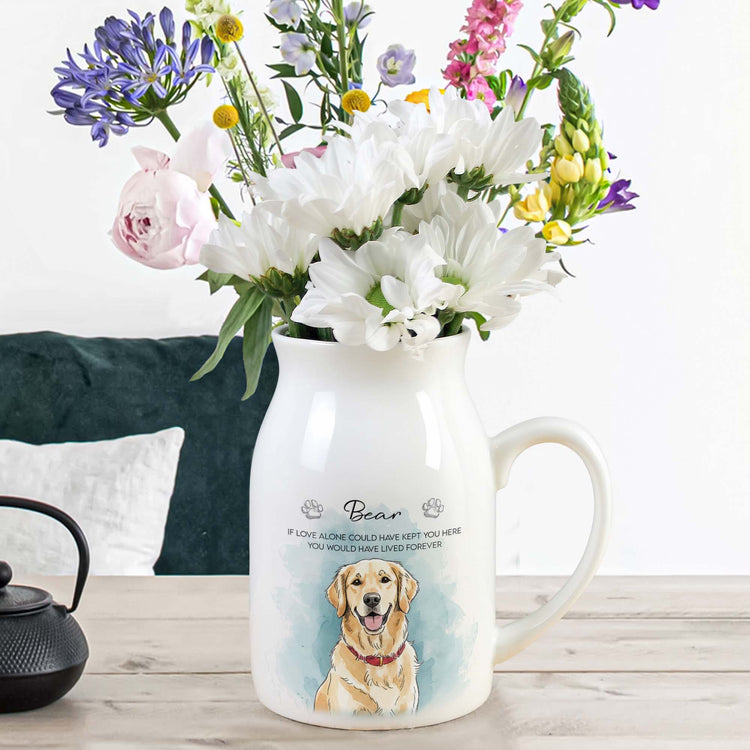 Custom Watercolor Pet Portrait Memorial Pet Loss Gift - Personalized Vase 3