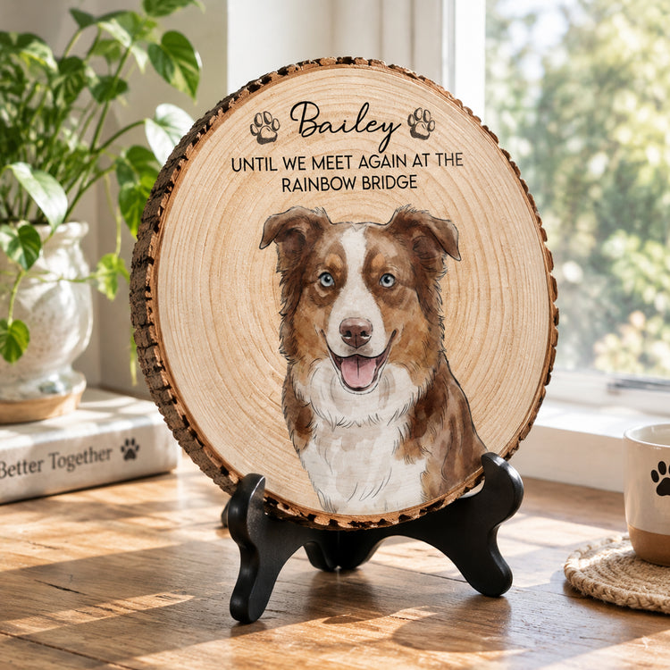 Custom Watercolor Pet Portrait Memorial Pet Loss Gift - Personalized Wooden Plaque 3