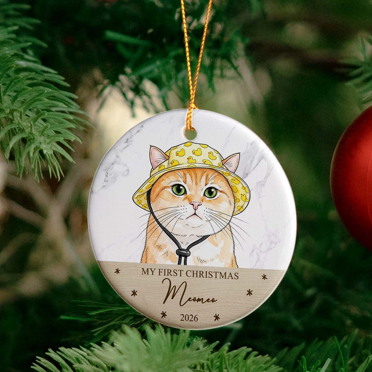 Custom Watercolor Pet Portrait Ornament, First Christmas Pet - Personalized Ornament 5