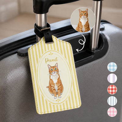 Custom Watercolor Pet Portrait Tag - Personalized Luggage Tag