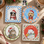 Custom Watercolor Photo Pet With Santa Hat - Personalized Coaster 1