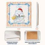 Custom Watercolor Photo Pet With Santa Hat - Personalized Coaster 7