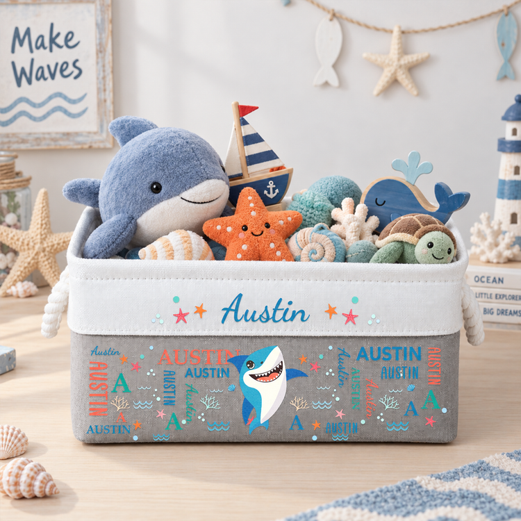 Cute And Beachy Custom Name - Personalized Storage Basket 5