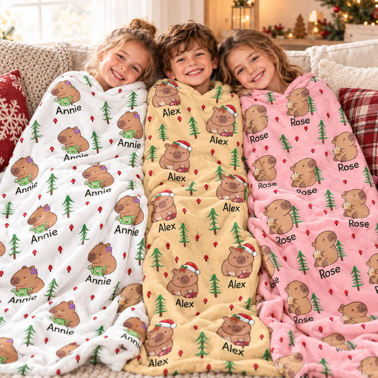 Cute Capybara Gift For Capybara Lovers - Personalized Blanket 1