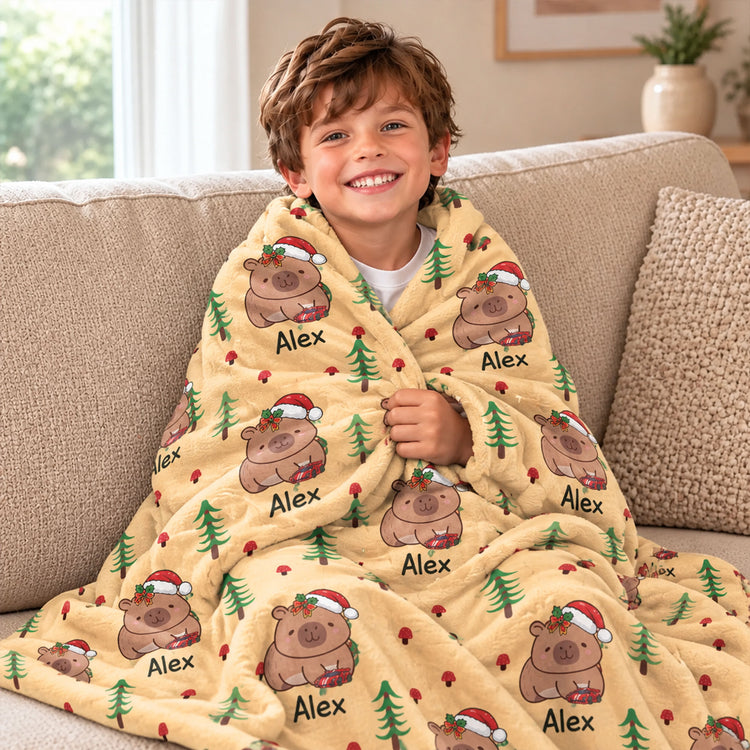 Cute Capybara Gift For Capybara Lovers - Personalized Blanket 2