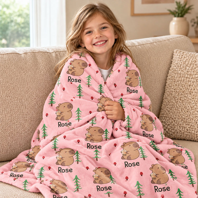 Cute Capybara Gift For Capybara Lovers - Personalized Blanket 3