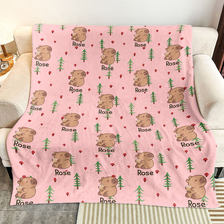 Cute Capybara Gift For Capybara Lovers - Personalized Blanket 5
