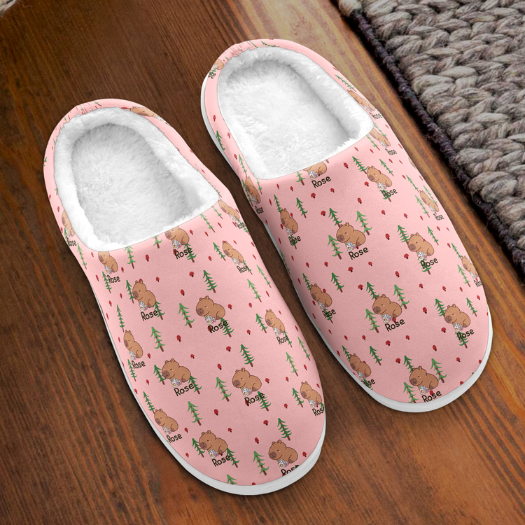 Cute Capybara Gift For Capybara Lovers - Personalized Slippers 1